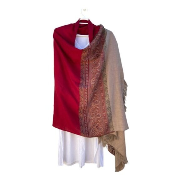 Indian Shawl Wool Blend / Throw Stole Paisley - Picture 4 of 9